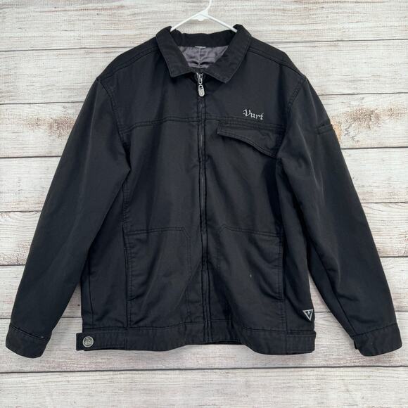 Vurt Full Zip Embroidered Bomber Jacket Men's Size XL Black Skate Surf - Picture 1 of 16
